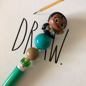 Disney doorables: The Princess and The Frog: Princess Tiana handmade beaded pen